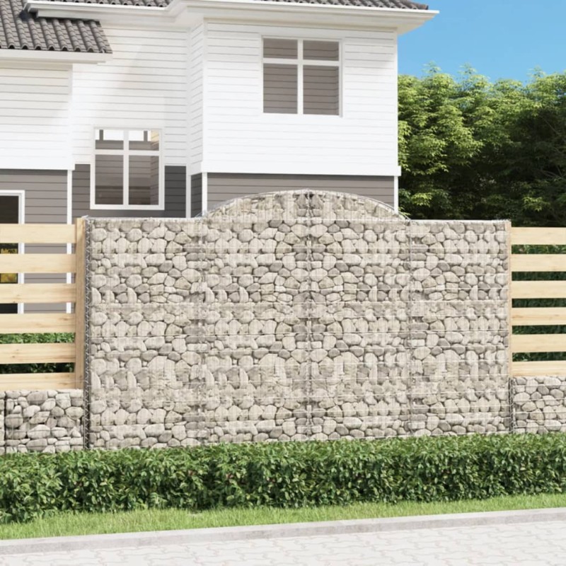 vidaXL Συρματοκιβώτια Τοξωτά 2 τεμ. 300x50x180/200 εκ. Γαλβαν. Ατσάλι