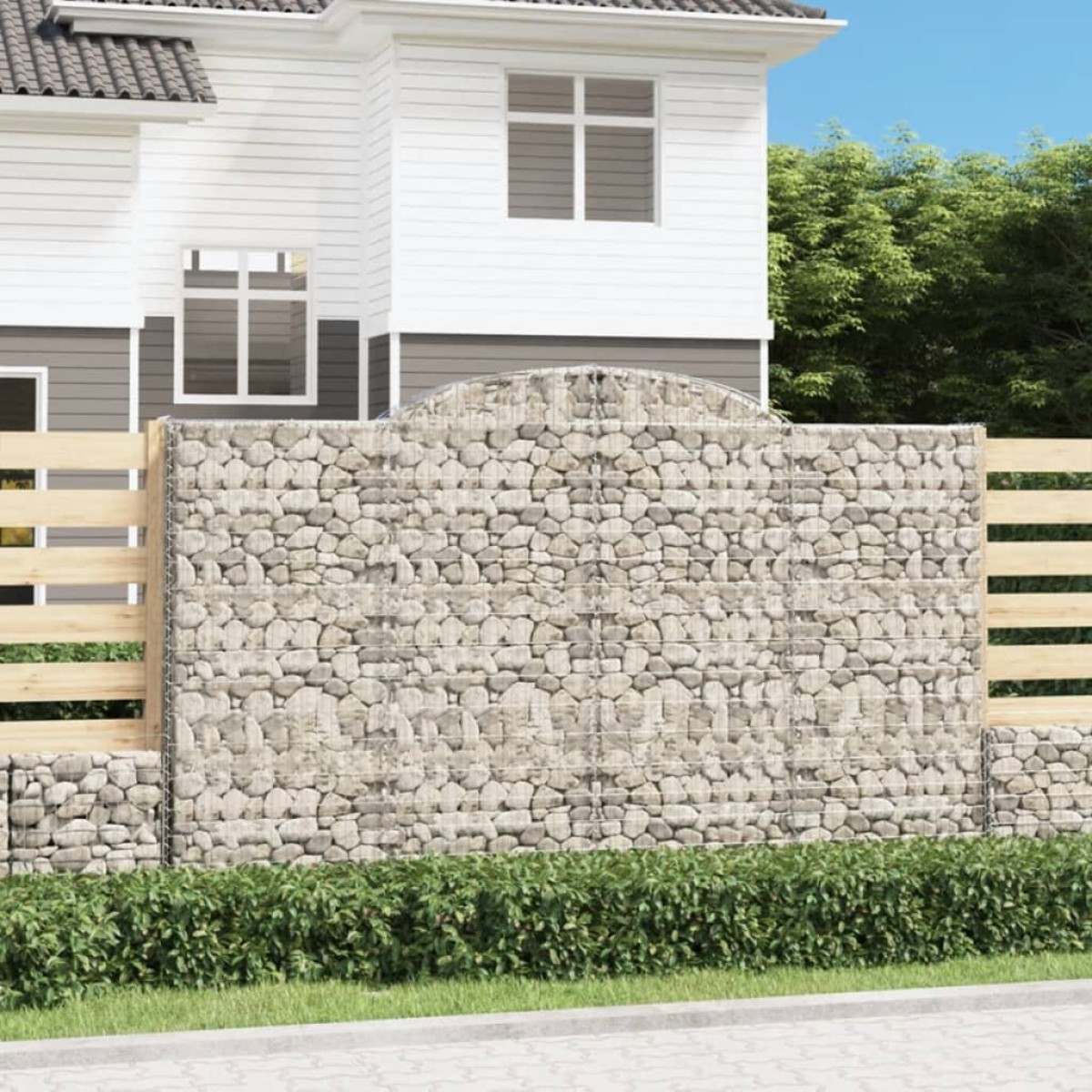 vidaXL Συρματοκιβώτια Τοξωτά 5 τεμ. 300x50x180/200 εκ. Γαλβαν. Ατσάλι