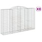 vidaXL Συρματοκιβώτια Τοξωτά 8 τεμ. 300x50x180/200 εκ. Γαλβαν. Ατσάλι