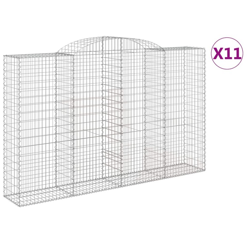vidaXL Συρματοκιβώτια Τοξωτά 11 τεμ. 300x50x180/200 εκ. Γαλβαν. Ατσάλι