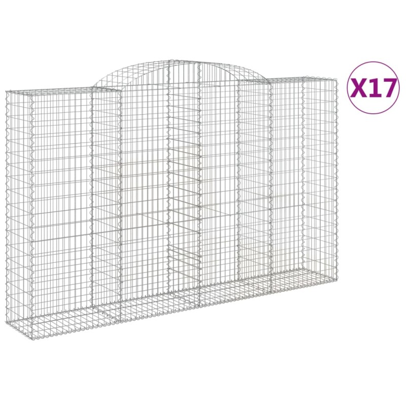 vidaXL Συρματοκιβώτια Τοξωτά 17 τεμ. 300x50x180/200 εκ. Γαλβαν. Ατσάλι