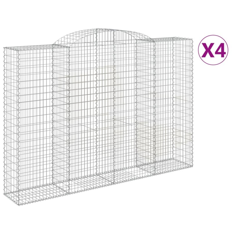 vidaXL Συρματοκιβώτια Τοξωτά 4 τεμ. 300x50x200/220 εκ. Γαλβαν. Ατσάλι