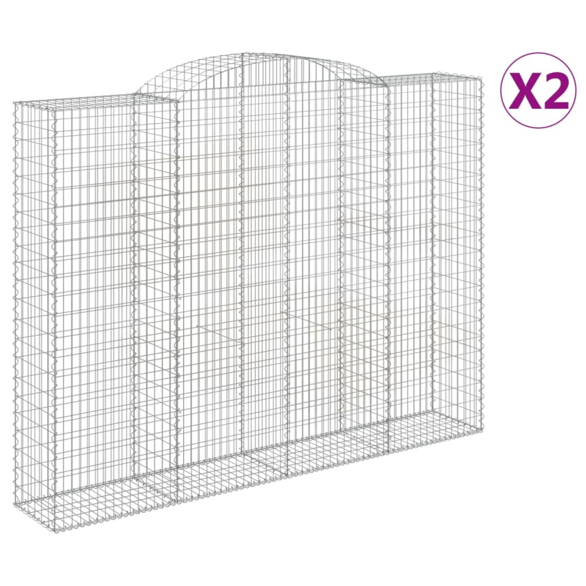 vidaXL Συρματοκιβώτια Τοξωτά 2 τεμ. 300x50x220/240 εκ. Γαλβαν. Ατσάλι