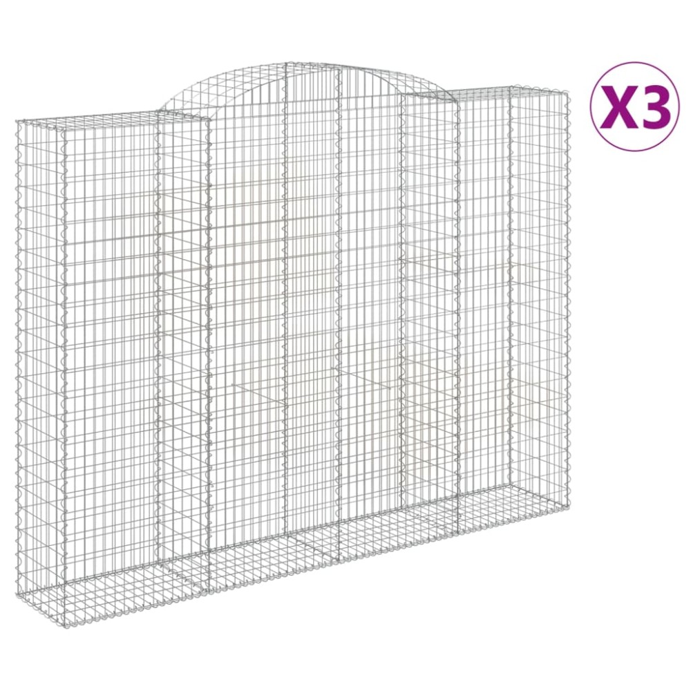 vidaXL Συρματοκιβώτια Τοξωτά 3 τεμ. 300x50x220/240 εκ. Γαλβαν. Ατσάλι