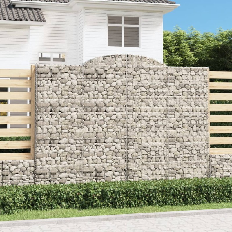 vidaXL Συρματοκιβώτια Τοξωτά 3 τεμ. 300x50x220/240 εκ. Γαλβαν. Ατσάλι