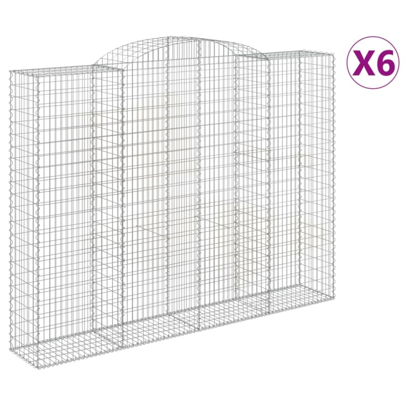 vidaXL Συρματοκιβώτια Τοξωτά 6 τεμ. 300x50x220/240 εκ. Γαλβαν. Ατσάλι