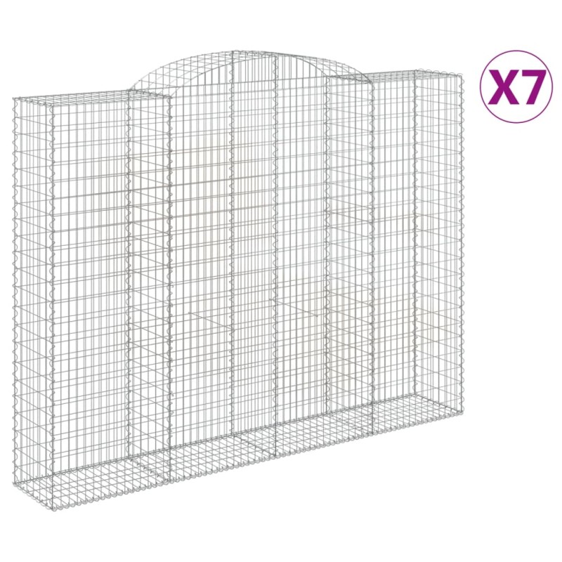 vidaXL Συρματοκιβώτια Τοξωτά 7 τεμ. 300x50x220/240 εκ. Γαλβαν. Ατσάλι