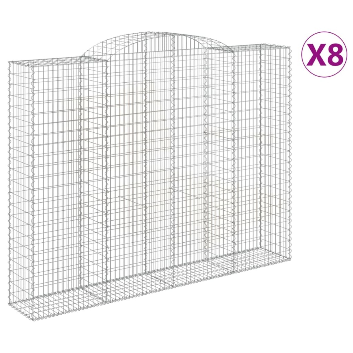 vidaXL Συρματοκιβώτια Τοξωτά 8 τεμ. 300x50x220/240 εκ. Γαλβαν. Σίδερο