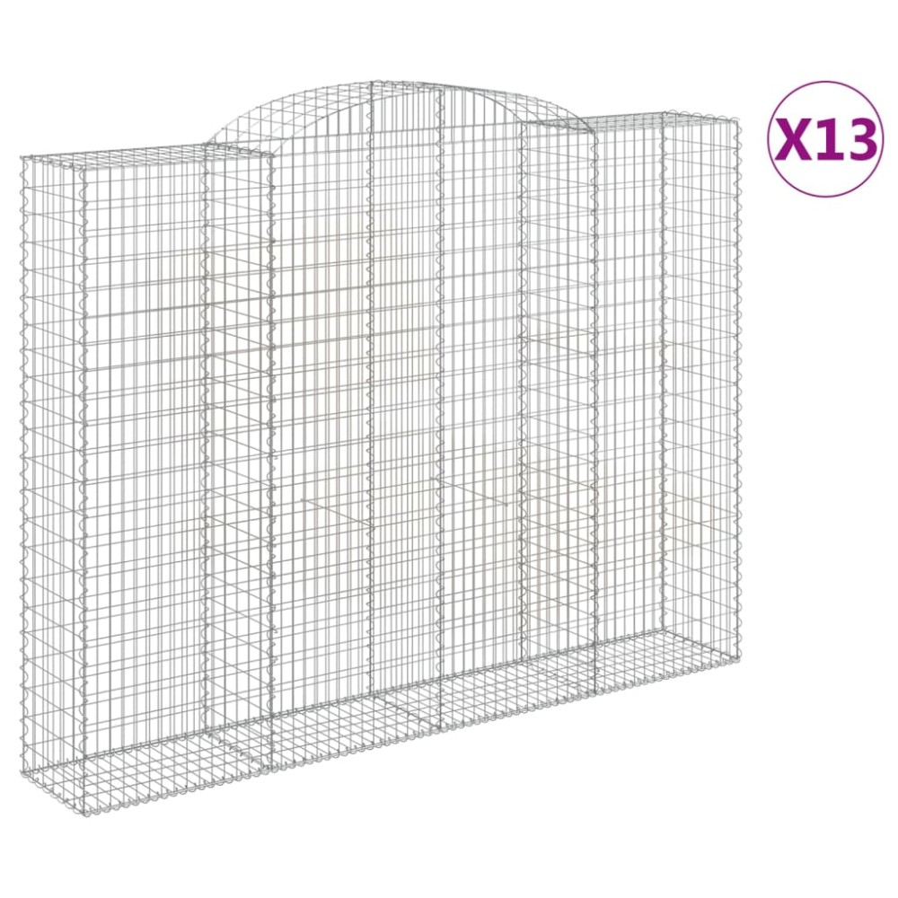 vidaXL Συρματοκιβώτια Τοξωτά 13 τεμ. 300x50x220/240 εκ. Γαλβαν. Ατσάλι