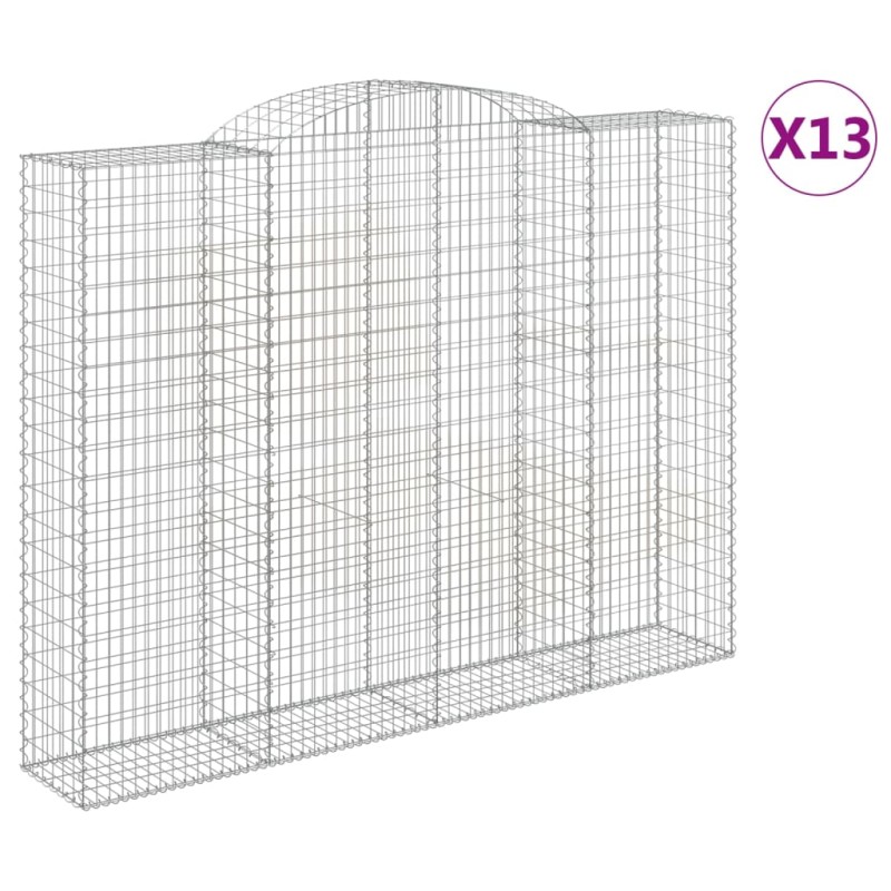 vidaXL Συρματοκιβώτια Τοξωτά 13 τεμ. 300x50x220/240 εκ. Γαλβαν. Ατσάλι