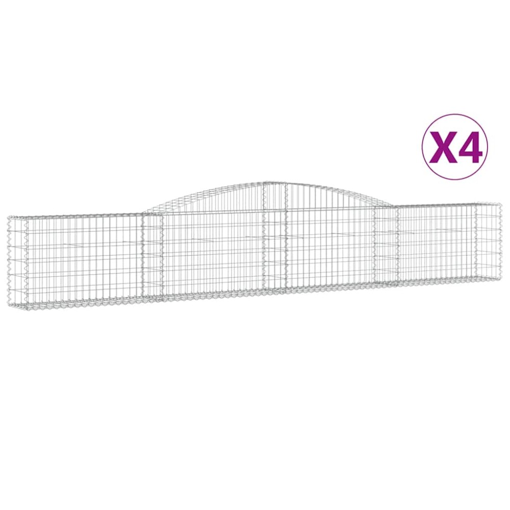 vidaXL Συρματοκιβώτια Τοξωτά 4 τεμ. 400x30x60/80 εκ. Γαλβαν. Ατσάλι