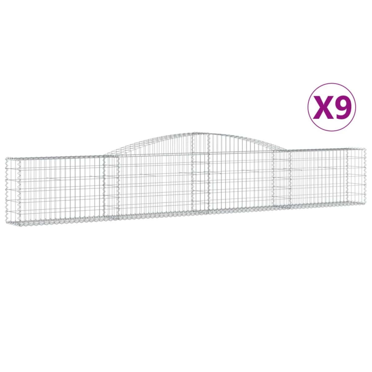 vidaXL Συρματοκιβώτια Τοξωτά 9 τεμ. 400x30x60/80 εκ. Γαλβαν. Ατσάλι