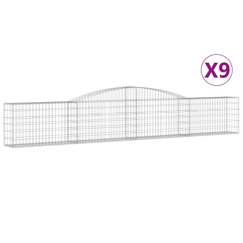vidaXL Συρματοκιβώτια Τοξωτά 9 τεμ. 400x30x60/80 εκ. Γαλβαν. Ατσάλι