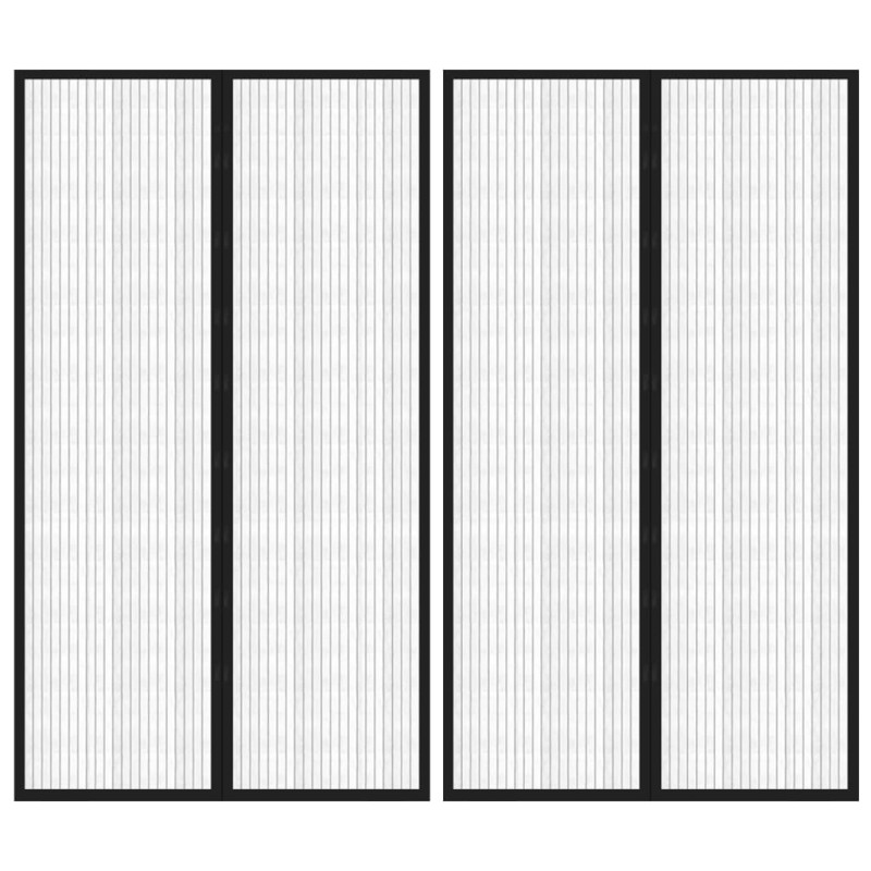 vidaXL Σίτα Πόρτας 2 Τεμαχίων Μαύρη 200 x 80 εκ. με Μαγνήτες