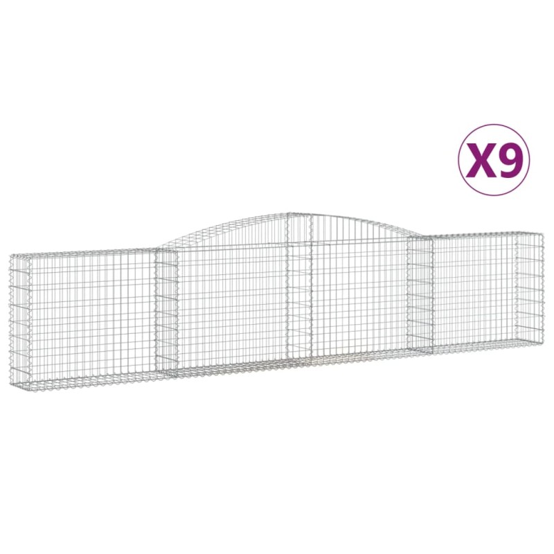 vidaXL Συρματοκιβώτια Τοξωτά 9 τεμ. 400x30x80/100 εκ. Γαλβαν. Ατσάλι