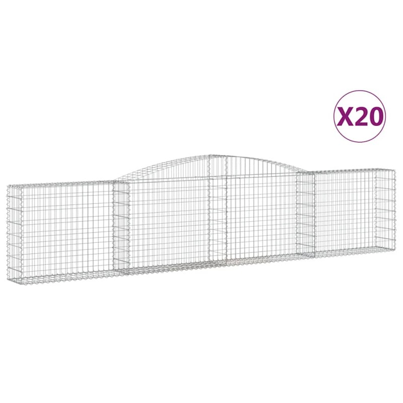 vidaXL Συρματοκιβώτια Τοξωτά 20 τεμ. 400x30x80/100 εκ. Γαλβαν. Ατσάλι