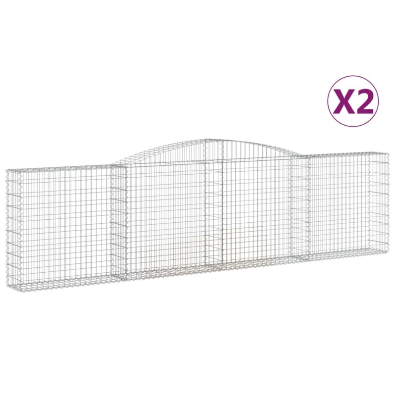 vidaXL Συρματοκιβώτια Τοξωτά 2 τεμ. 400x30x100/120 εκ. Γαλβαν. Ατσάλι