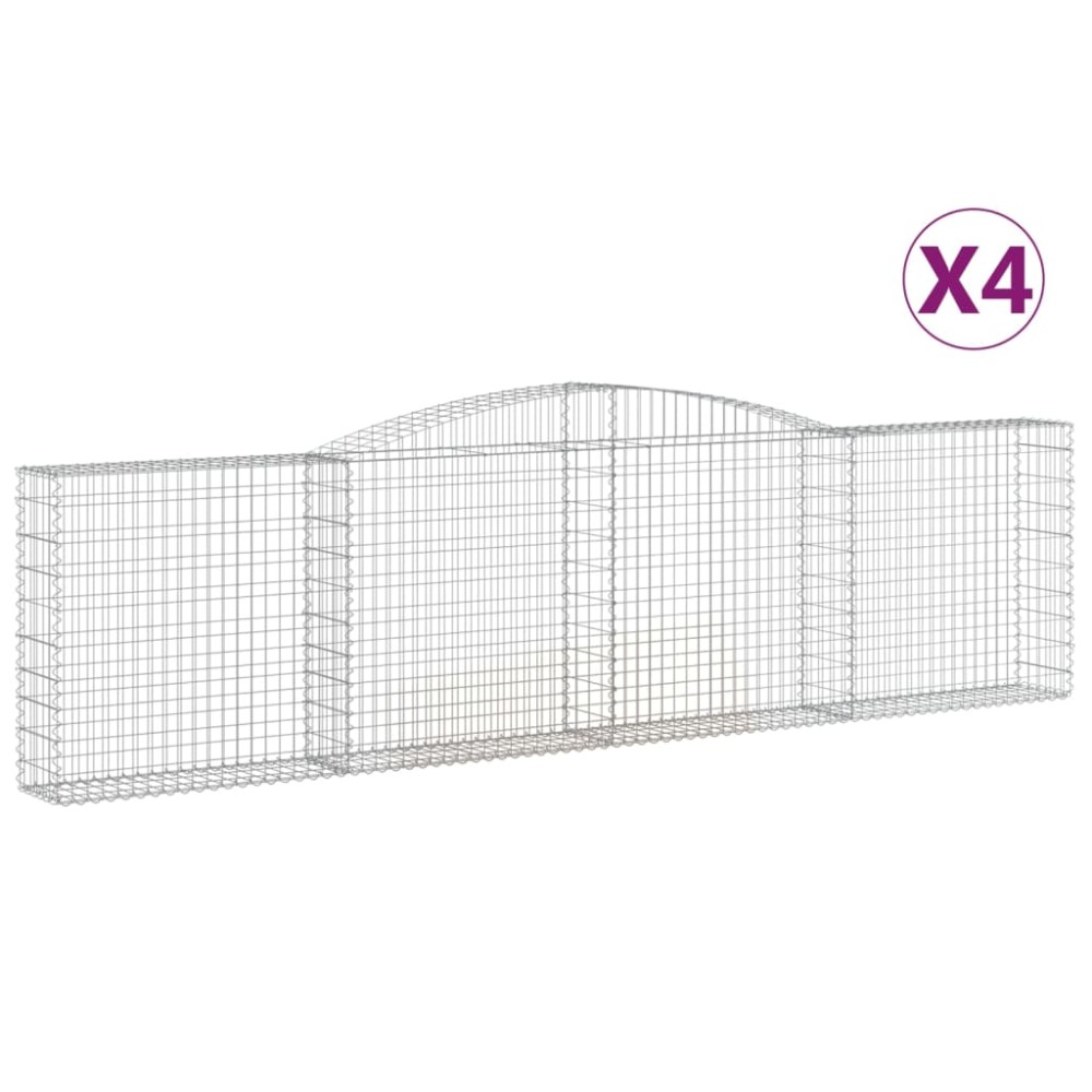 vidaXL Συρματοκιβώτια Τοξωτά 4 τεμ. 400x30x100/120 εκ. Γαλβαν. Ατσάλι