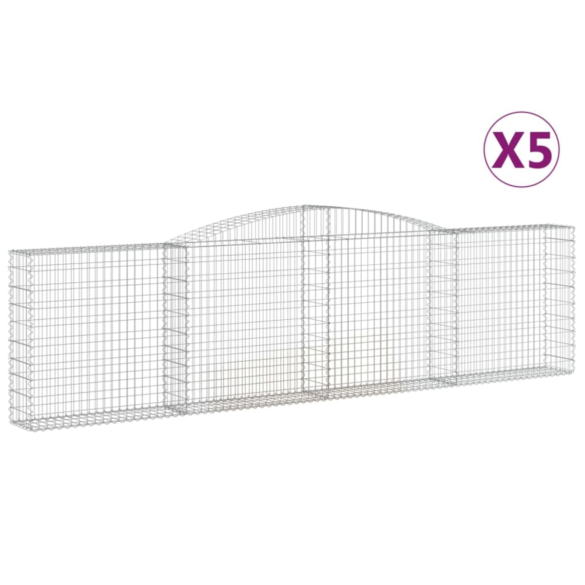 vidaXL Συρματοκιβώτια Τοξωτά 5 τεμ. 400x30x100/120 εκ. Γαλβαν. Ατσάλι