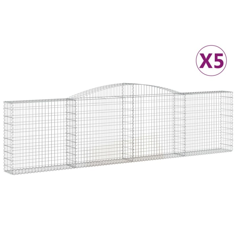 vidaXL Συρματοκιβώτια Τοξωτά 5 τεμ. 400x30x100/120 εκ. Γαλβαν. Ατσάλι