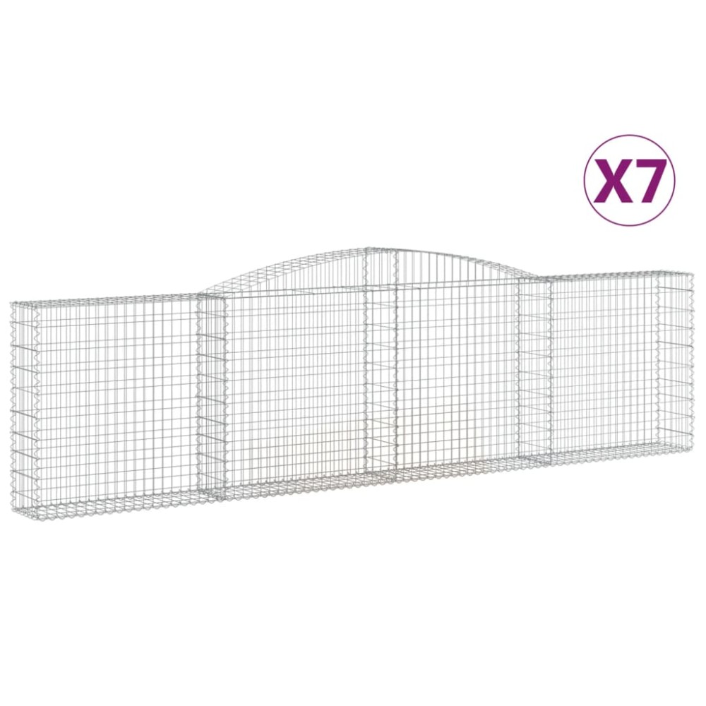vidaXL Συρματοκιβώτια Τοξωτά 7 τεμ. 400x30x100/120 εκ. Γαλβαν. Ατσάλι