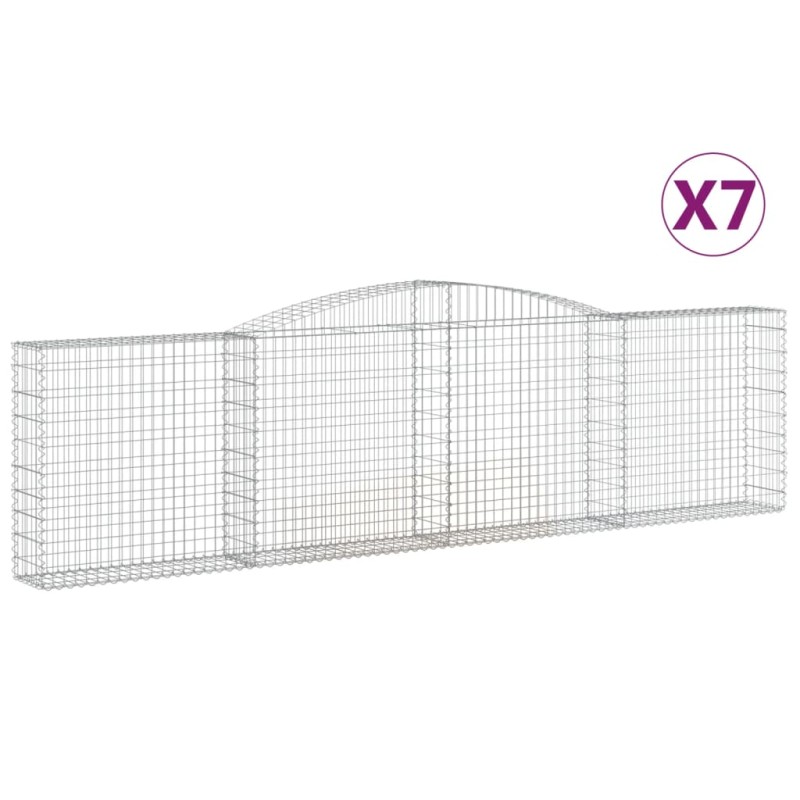 vidaXL Συρματοκιβώτια Τοξωτά 7 τεμ. 400x30x100/120 εκ. Γαλβαν. Ατσάλι