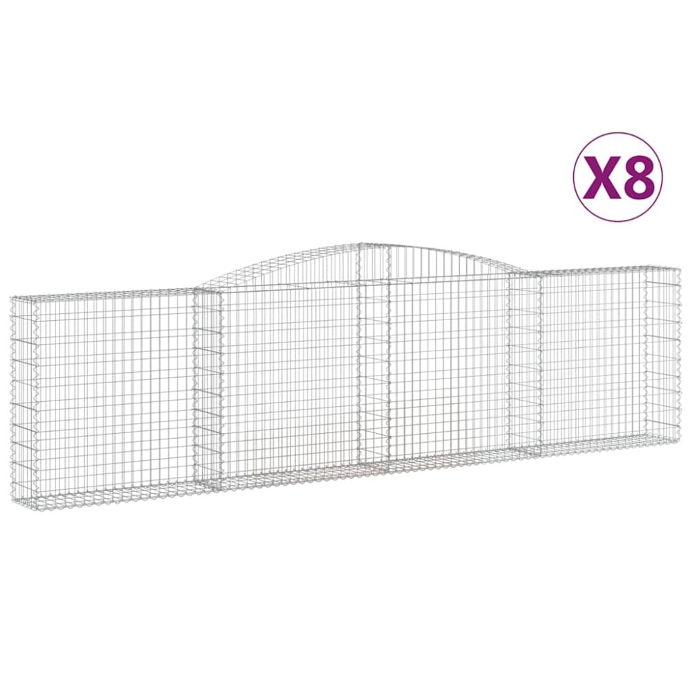 vidaXL Συρματοκιβώτια Τοξωτά 8 τεμ. 400x30x100/120 εκ. Γαλβαν. Ατσάλι