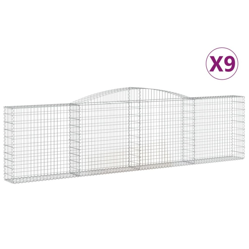vidaXL Συρματοκιβώτια Τοξωτά 9 τεμ. 400x30x100/120 εκ. Γαλβαν. Ατσάλι