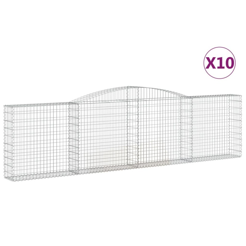 vidaXL Συρματοκιβώτια Τοξωτά 10 τεμ. 400x30x100/120 εκ. Γαλβαν. Ατσάλι