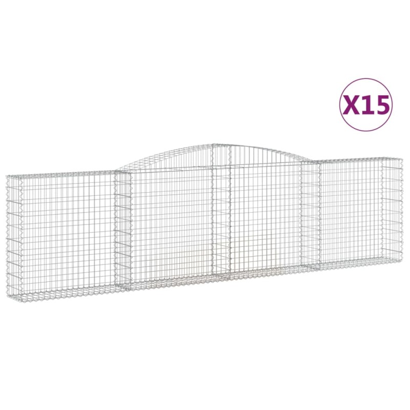 vidaXL Συρματοκιβώτια Τοξωτά 15 τεμ. 400x30x100/120 εκ. Γαλβαν. Ατσάλι