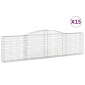 vidaXL Συρματοκιβώτια Τοξωτά 15 τεμ. 400x30x100/120 εκ. Γαλβαν. Ατσάλι