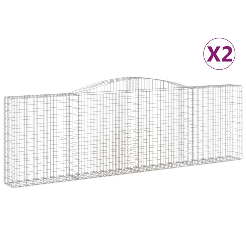 vidaXL Συρματοκιβώτια Τοξωτά 2 τεμ. 400x30x120/140 εκ. Γαλβαν. Ατσάλι