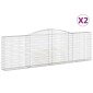 vidaXL Συρματοκιβώτια Τοξωτά 2 τεμ. 400x30x120/140 εκ. Γαλβαν. Ατσάλι