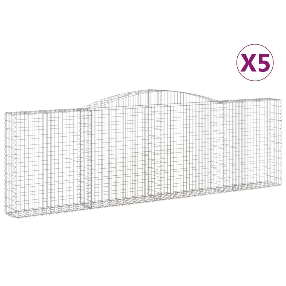 vidaXL Συρματοκιβώτια Τοξωτά 5 τεμ. 400x30x120/140 εκ. Γαλβαν. Ατσάλι