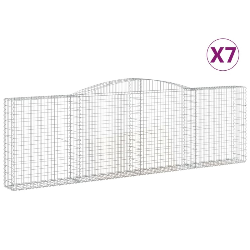 vidaXL Συρματοκιβώτια Τοξωτά 7 τεμ. 400x30x120/140 εκ. Γαλβαν. Ατσάλι
