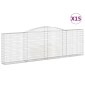 vidaXL Συρματοκιβώτια Τοξωτά 15 τεμ. 400x30x120/140 εκ. Γαλβαν. Ατσάλι