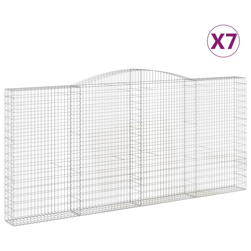 vidaXL Συρματοκιβώτια Τοξωτά 7 τεμ. 400x30x180/200 εκ. Γαλβαν. Ατσάλι