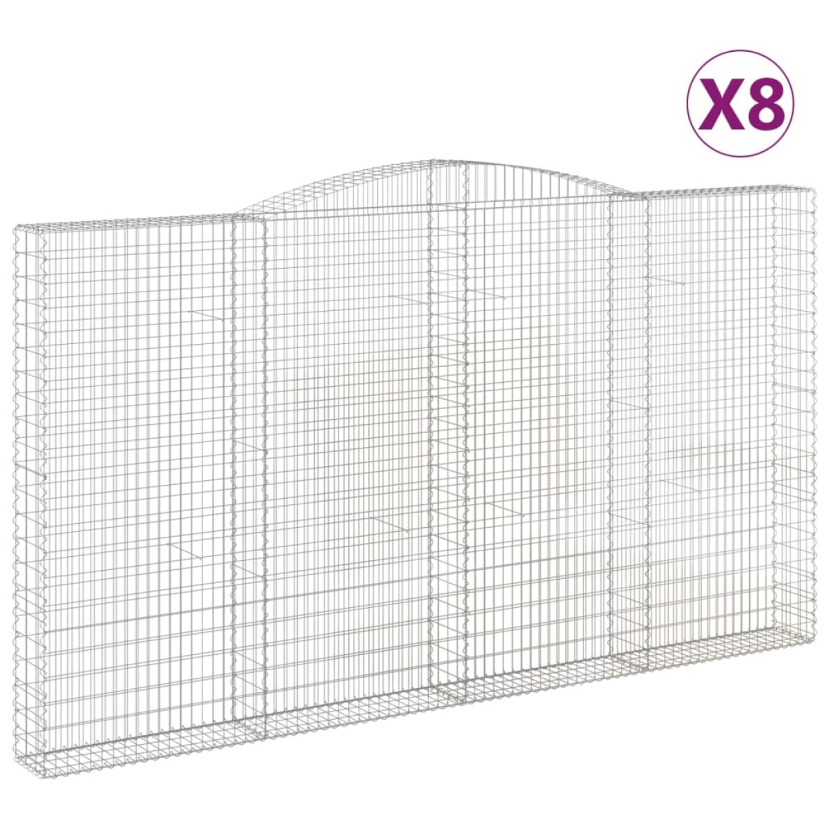 vidaXL Συρματοκιβώτια Τοξωτά 8 τεμ. 400x30x220/240 εκ. Γαλβαν. Ατσάλι