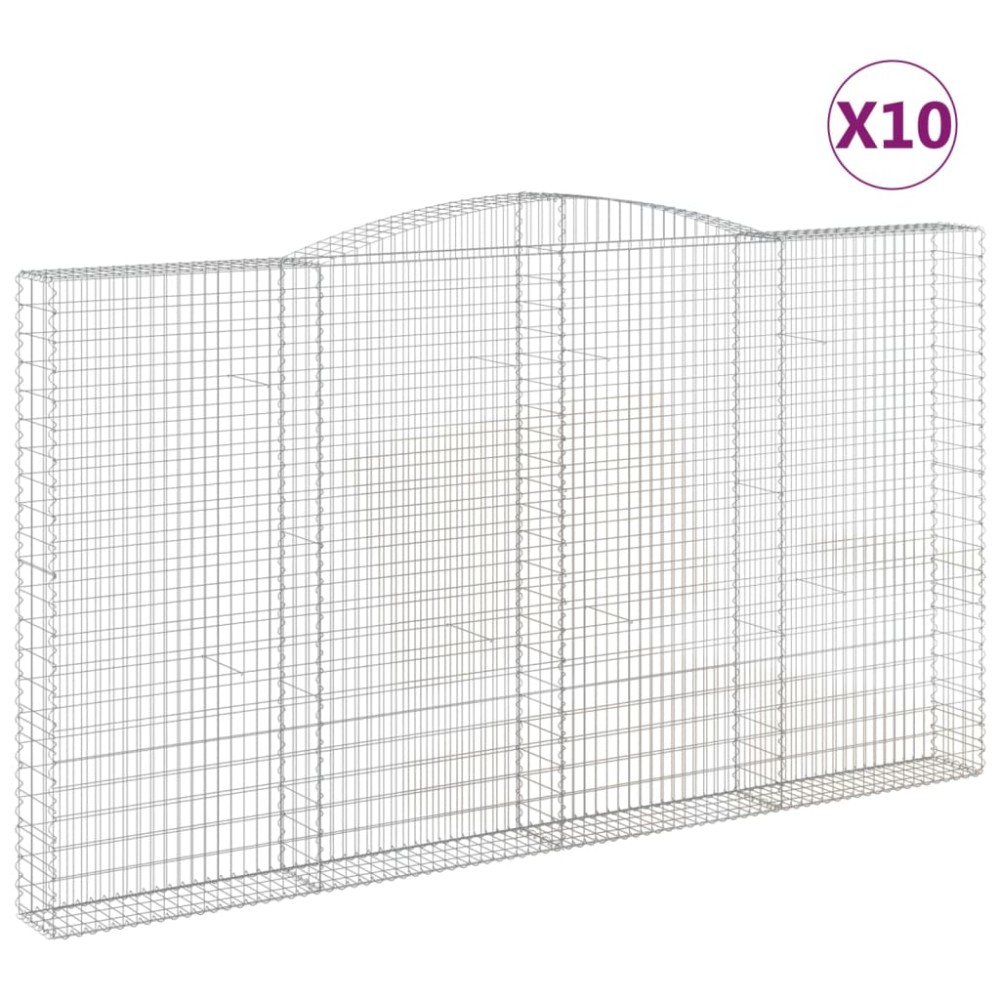 vidaXL Συρματοκιβώτια Τοξωτά 10 τεμ. 400x30x220/240 εκ. Γαλβαν. Ατσάλι