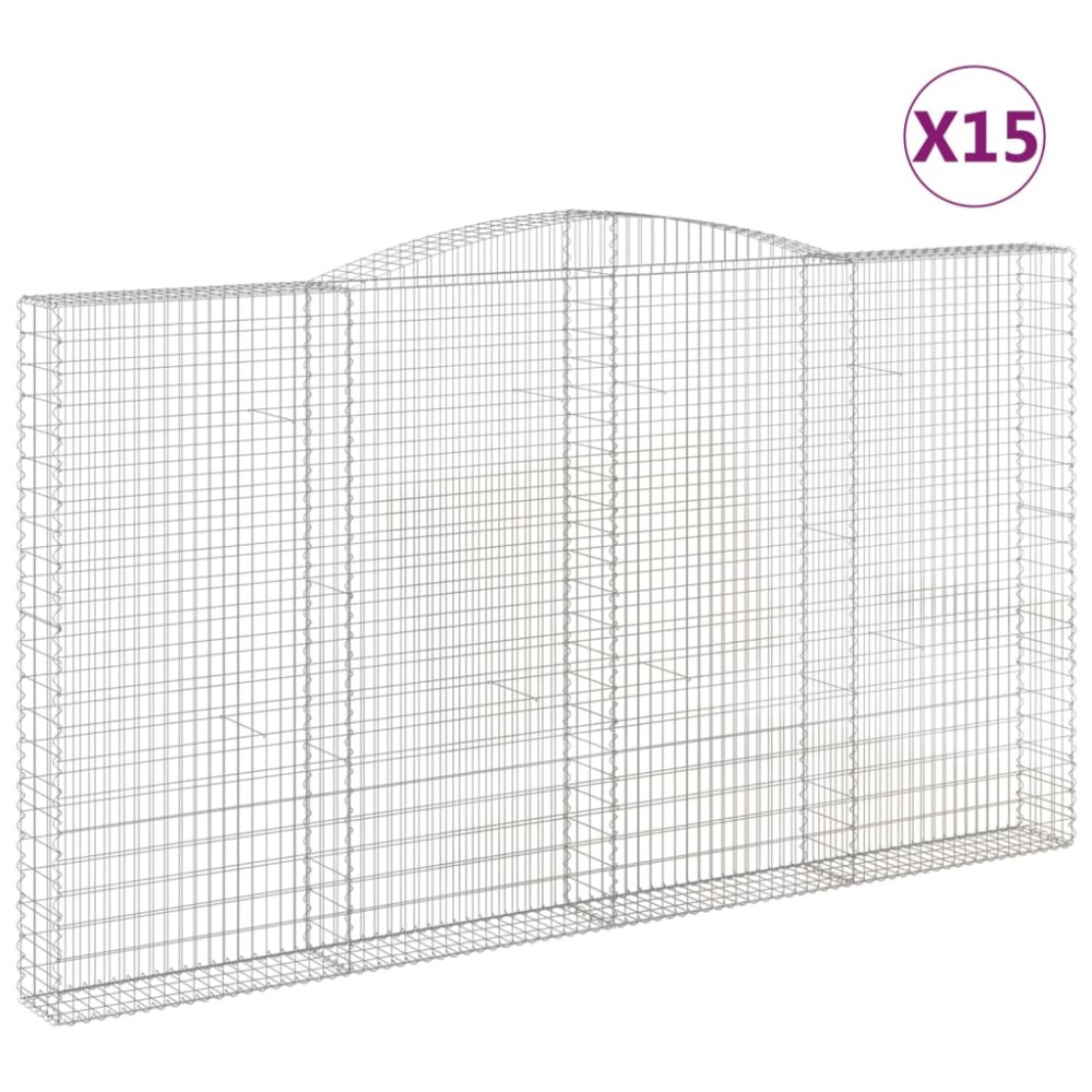 vidaXL Συρματοκιβώτια Τοξωτά 15 τεμ. 400x30x220/240 εκ. Γαλβαν. Ατσάλι