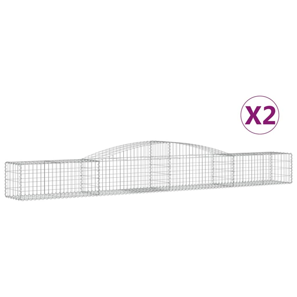 vidaXL Συρματοκιβώτια Τοξωτά 2 τεμ. 400x50x40/60 εκ. Γαλβαν. Ατσάλι