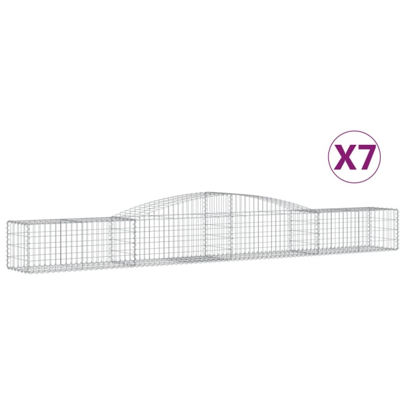 vidaXL Συρματοκιβώτια Τοξωτά 7 τεμ. 400x50x40/60 εκ. Γαλβαν. Ατσάλι