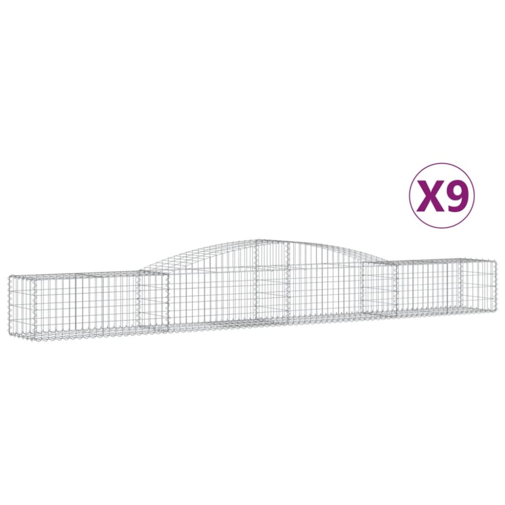vidaXL Συρματοκιβώτια Τοξωτά 9 τεμ. 400x50x40/60 εκ. Γαλβαν. Ατσάλι