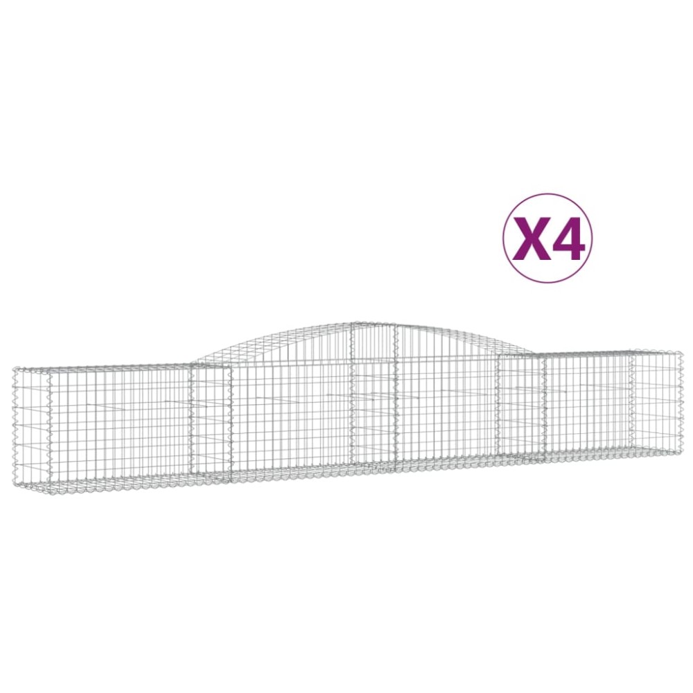 vidaXL Συρματοκιβώτια Τοξωτά 4 τεμ. 400x50x60/80 εκ. Γαλβαν. Ατσάλι
