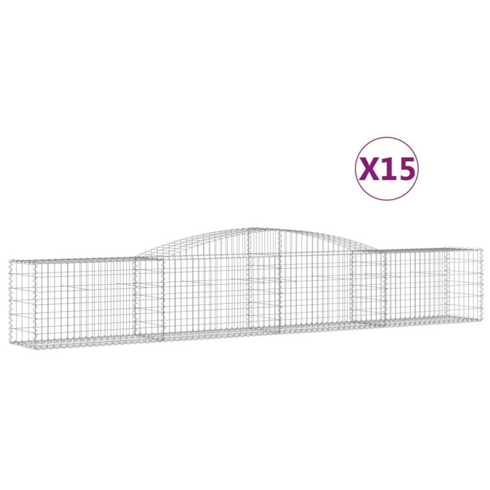 vidaXL Συρματοκιβώτια Τοξωτά 15 τεμ. 400x50x60/80 εκ. Γαλβαν. Ατσάλι