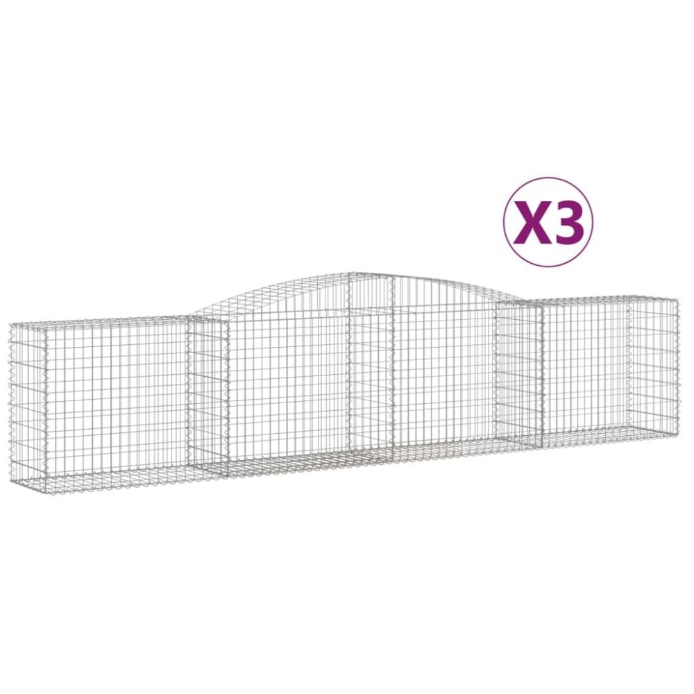 vidaXL Συρματοκιβώτια Τοξωτά 3 τεμ. 400x50x80/100 εκ. Γαλβαν. Ατσάλι