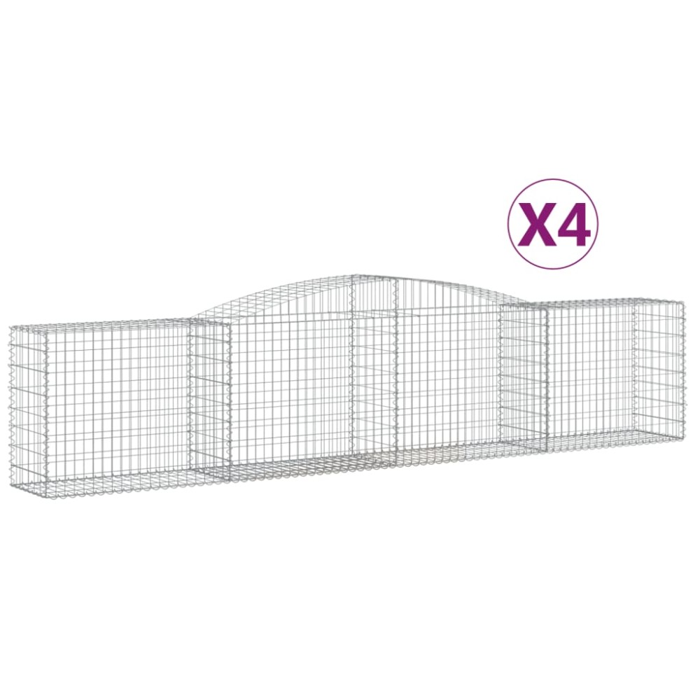 vidaXL Συρματοκιβώτια Τοξωτά 4 τεμ. 400x50x80/100 εκ. Γαλβαν. Ατσάλι