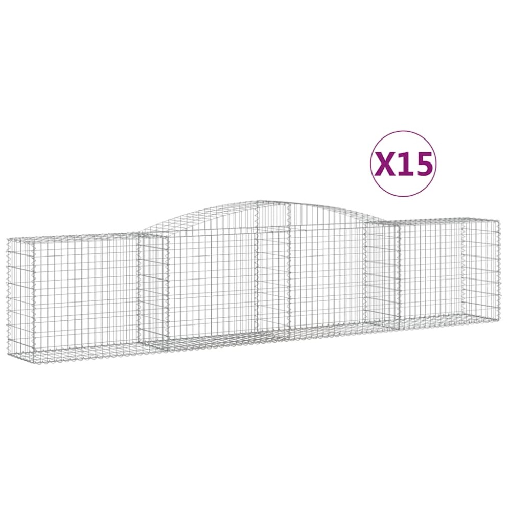 vidaXL Συρματοκιβώτια Τοξωτά 15 τεμ. 400x50x80/100 εκ. Γαλβαν. Ατσάλι