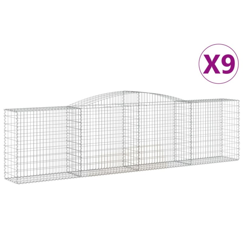 vidaXL Συρματοκιβώτια Τοξωτά 9 τεμ. 400x50x100/120 εκ. Γαλβαν. Ατσάλι
