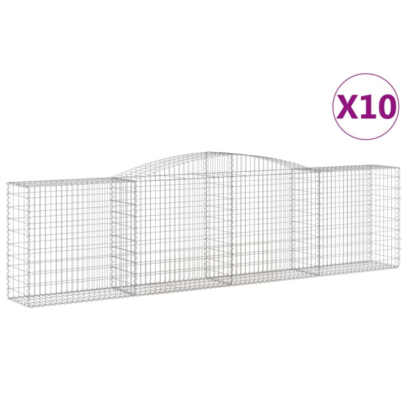 vidaXL Συρματοκιβώτια Τοξωτά 10 τεμ. 400x50x100/120 εκ. Γαλβαν. Ατσάλι